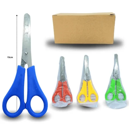 P - 072 tijera escolar punta redonda con métrica C/24 B3209