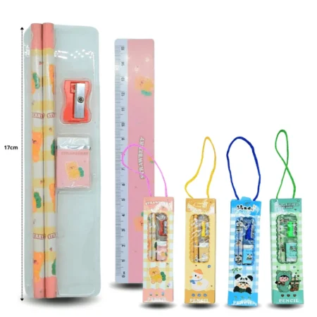 P - 156 lápiz, goma, sacapuntas y regla set 5 pzas en caja C/10 B0043