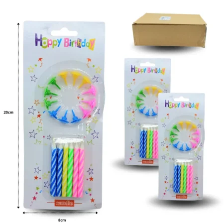 PA - 009 vela cumpleañera con base en blister set 12pz C/24 MW853-1C-4