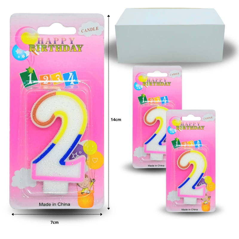 PA - 010 vela cumpleañera número 2 C12 MW853-1C-6