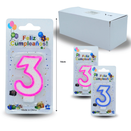PA - 013 vela cumpleañera numero 3 C/12 F4226 o 4228 o 5505
