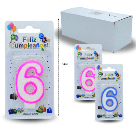PA - 013 vela cumpleañera numero 6 C/12 F4226 o 4228 o 5505