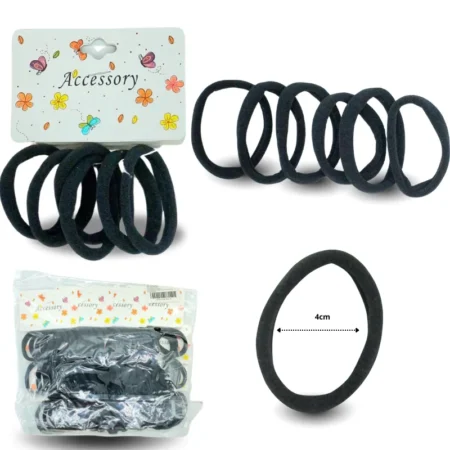 V - 033 liga licra set 6 pzas NEGRA 4cm C/12 164-8A-1