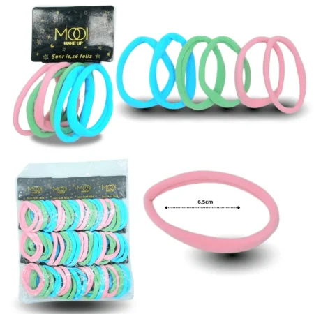 V - 159 liga licra colores pastel 6.5cm set 6 pzas C/12 75054-MF