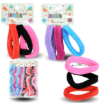 V - 458 liga textil  corrugada 7.5cm morados y fucsias set 3 pzas C/12 G6517