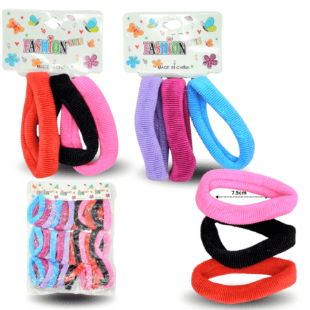 V - 458 liga textil  corrugada 7.5cm morados y fucsias set 3 pzas C/12 G6517