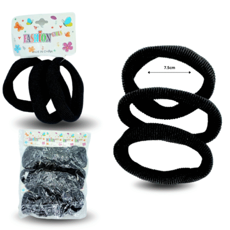 V - 458 liga textil  corrugada 7.5cm negro set 3 pzas C/12 G6517