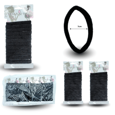 V - 551 liga licra de color negro en cartón set 12 pzas C/12 G6516