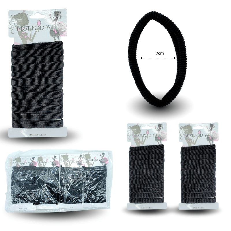 V - 551 liga licra de color negro en cartón set 12 pzas C12 G6516