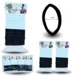 V - 551 liga licra de colores blanco y negro en cartón set 12 pzas C/12 G6516