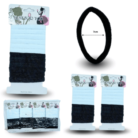 V - 551 liga licra de colores blanco y negro en cartón set 12 pzas C/12 G6516