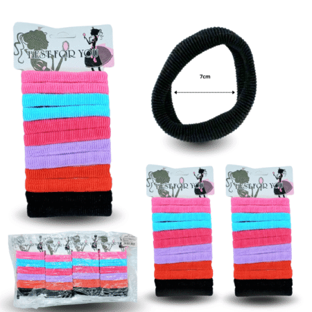 V - 551 liga licra de colores morados y fucsias en cartón set 12 pzas C/12 G6516