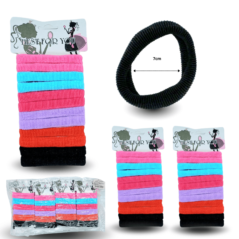 V - 551 liga licra de colores morados y fucsias en cartón set 12 pzas C12 G6516