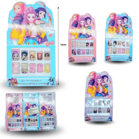 W - 015 uña infantil decorada kpop  con tip para pegar C/12 HG25V-13