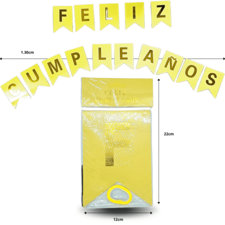 PA - 020 banderín feliz cumpleaños dorado C/12 LI