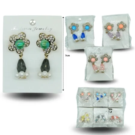 A - 613 arete flor con perlas C/12 143-04 o HT-3604