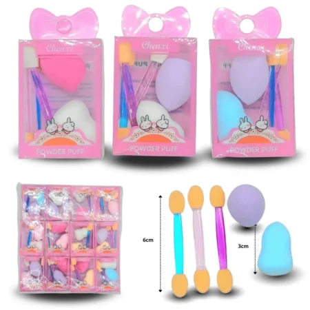 C - 010 esponja cosmética mini par con 3 aplicadores set 5 pzas C/12 DG25-Q39