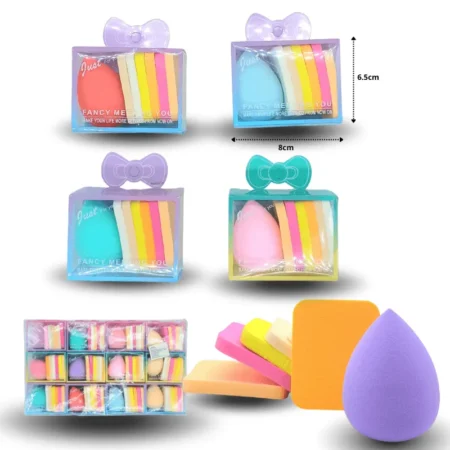 C - 085 esponja cosmética set 7pzas plana y bombon C/12 26C22