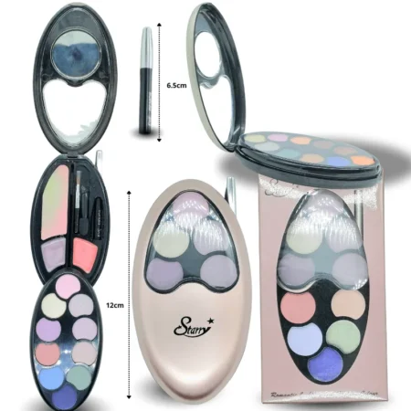 C - 139 sombra para ojos con espejo blush cremoso aplicadores y delineador caja rosa C/12 0260
