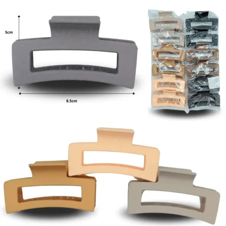 F - 010 pinza de cabello rectangular mate 8.5cm C/12 DG24-V31