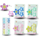 F - 034 pinza loto estampada con par de cuca estrella set 3 pzas C12 26B-6