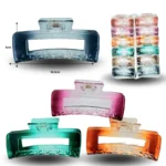 F - 051 pinza rectangular hueca colores degradados 10.5cm C/12 2510