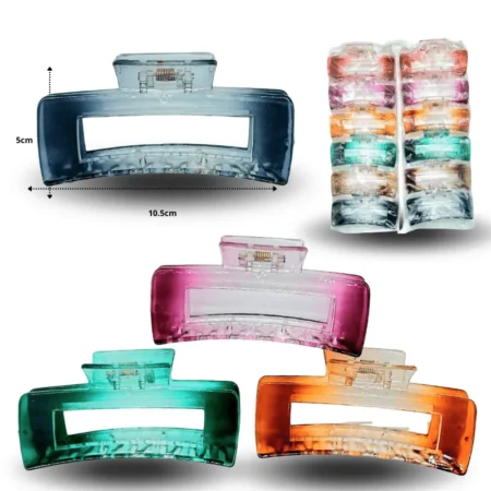 F - 051 pinza rectangular hueca colores degradados 10.5cm C/12 2510