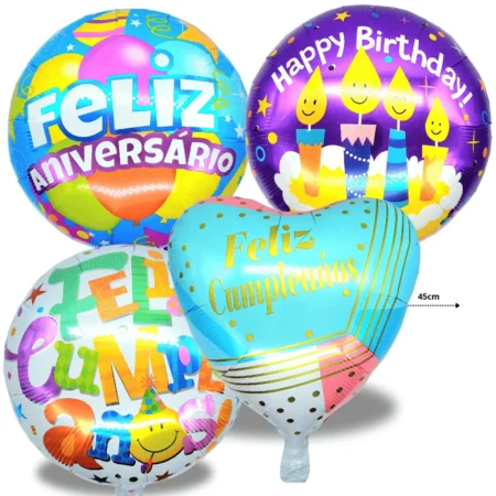 G - 009 globo feliz cumpleaños 45cm SURTIDO, un solo modelo por paquete C/50  99-4