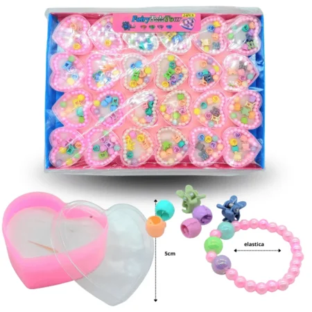 K - 003 pulsera infantil con piojos en caja corazones C/24 044