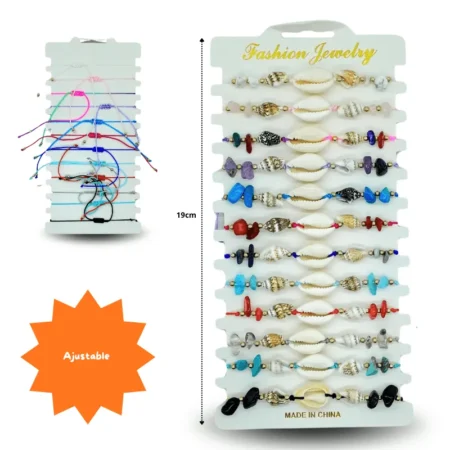 K - 004 pulsera hilo en tira conchitas C/12 26C194
