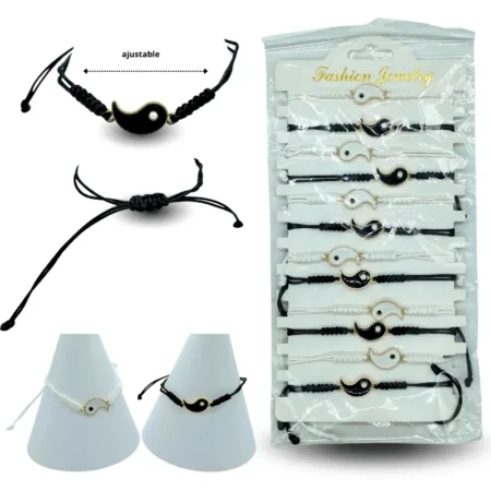 K - 005 pulsera ying yang en tira ajustable C/12 L-15