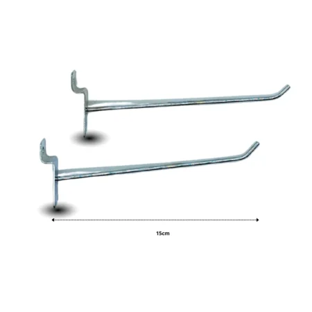 O - 345 soporte gancho plateado exhibipanel 15cm C/10 H1312