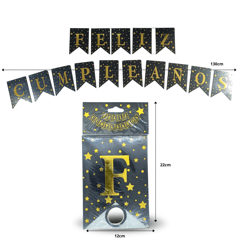 PA - 003 banderín estrellado NEGRO C12