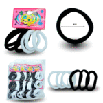 V - 068 liga licra set 6pzas blanco y negro 4cm  C/12 C0011