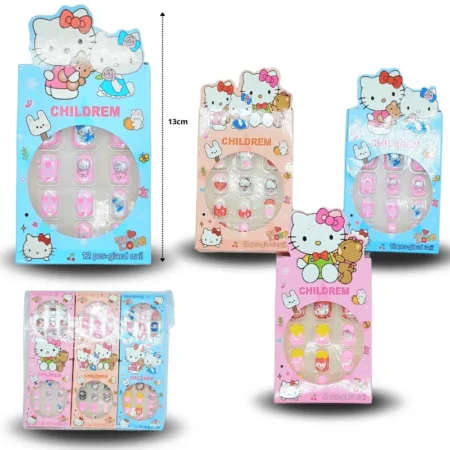 W - 016 uña infantil decorada kitty C/12 DG24-T20