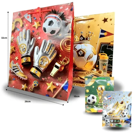 B - 010 bolsa de regalo decorada futbol 26x32x10cm C/12 HG25T-13