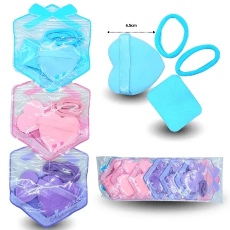 C - 047 esponja cosmética y  tela con liga licra set 4 pzas C/12 11J-60
