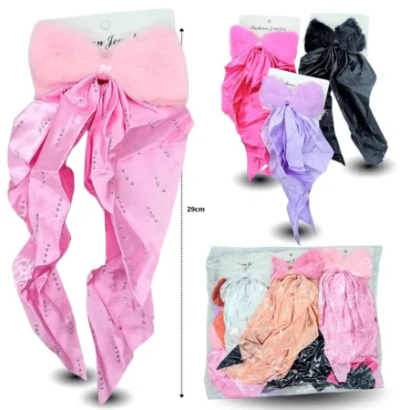 J - 066 pico moño satinado con peluche y brillo C/12 HT-4150