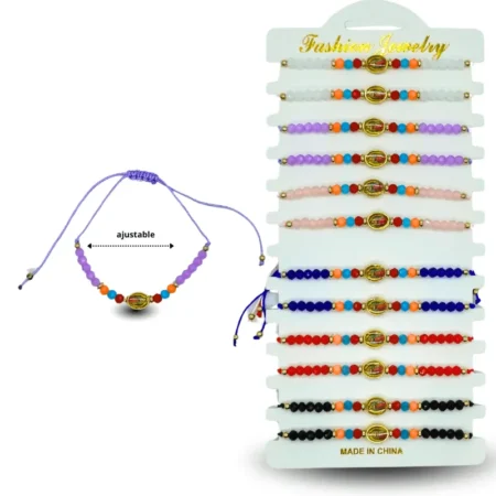 K - 006 pulsera hilo cristales y medalla virgen C/12 26B14