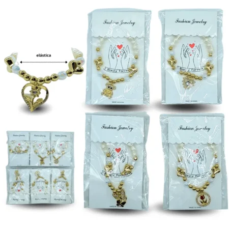 K - 010 pulsera perlas y dije C/12 11J-30