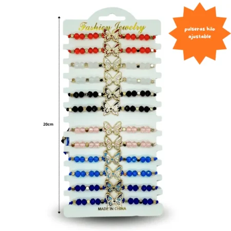 K - 012 pulsera  mariposa cristales C/12 26A189