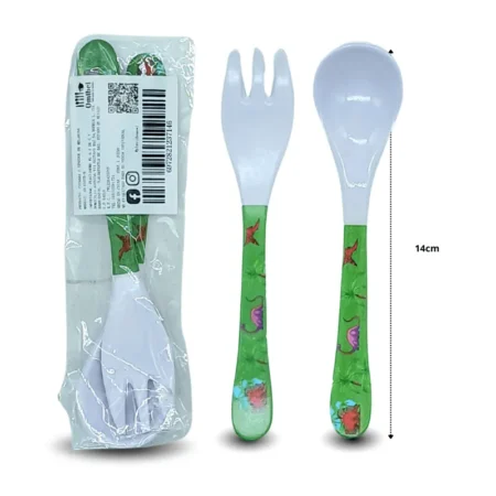 U - 007 cuchara y tenedor melamina decorado infantil set 2 pzas C/12 8107B-6