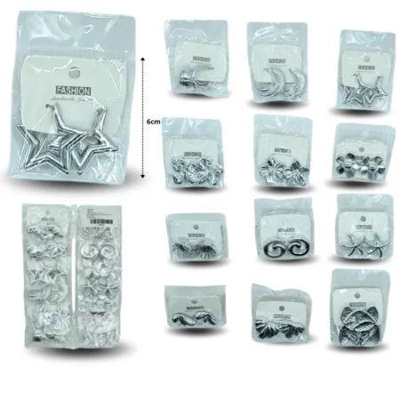 A - 043 arete figuras surtidas SOLO PLATEADO C12 XH8162