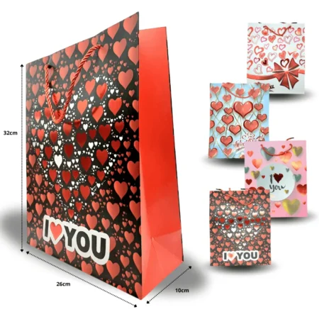 B - 007 bolsa de regalo te amo 26x32x10cm C/12 QZ915 o 3100b