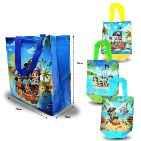 B - 126 bolsa plastificada con asas decorada C/12 KM693-6F-8