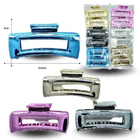 F - 010 pinza rectangular hueca acabado metálico 10.5cm C/12  HMT-20