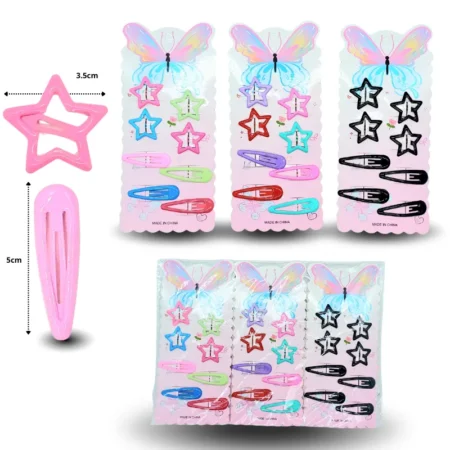 J - 033 cuca estrella y regular colores en blister mariposa set 8 pzas C/12 2604F-108