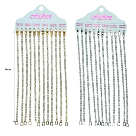 K - 002 pulsera zirconias tira dorada o plateada o tornasol C/12 XH8158
