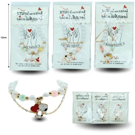 K - 003 pulsera perlas dije Snoopy C/12 2604F-72