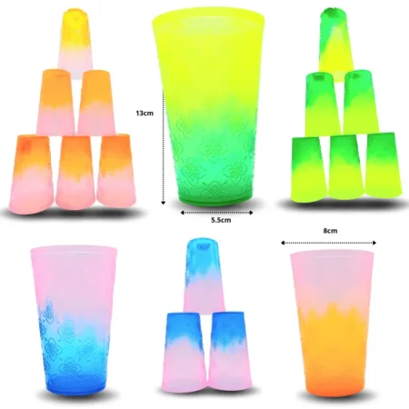 Q - 608 vaso plástico color degradado C/10 3308